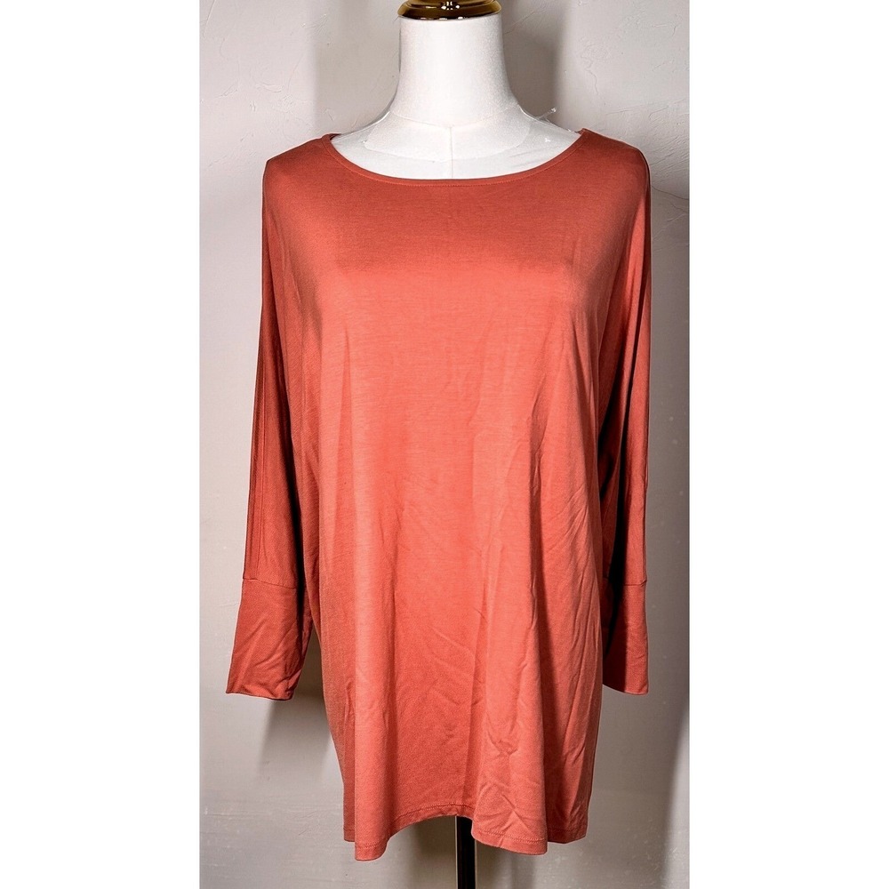 Chico's Canyon Rose Knit Boxy Fit Ribbed Tee Womens Size S NEW